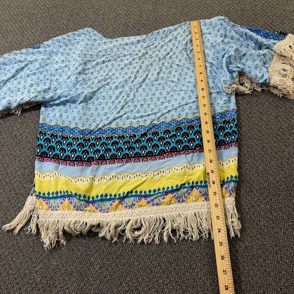 Highness Shirt Womens One Size Regular Short Sleeve Open Front Hippie Boho - Picture 5 of 9